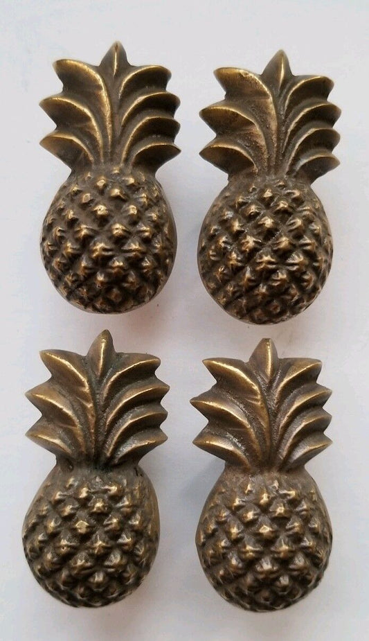 4 pieces Solid Brass Tropical PINEAPPLE Cabinet Drawer Handle Knob Pulls #K17
