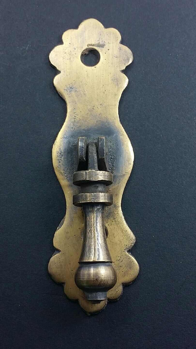 2 Ornate Teardrop Pendant Solid Brass Handles drawer pulls w key hole 3-3/4" #H1