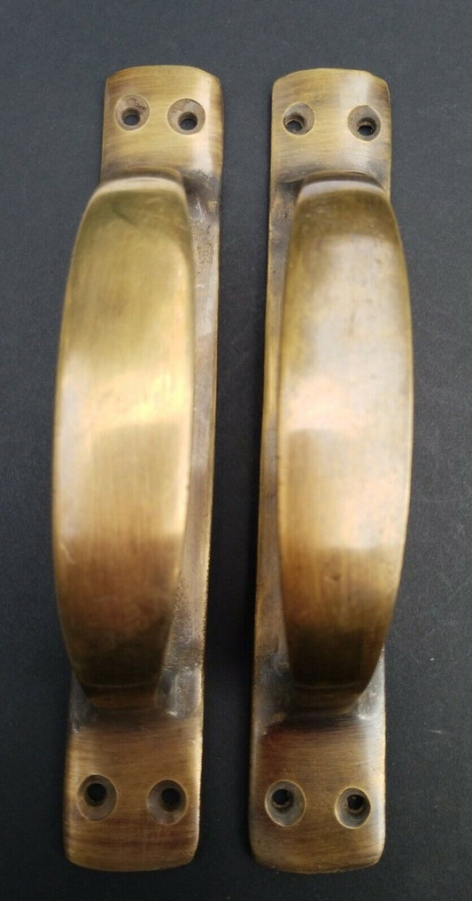 2 Antique Style Solid Brass Large Gate Cabinet Trunk Chest Handles 6-3/8"w #P18