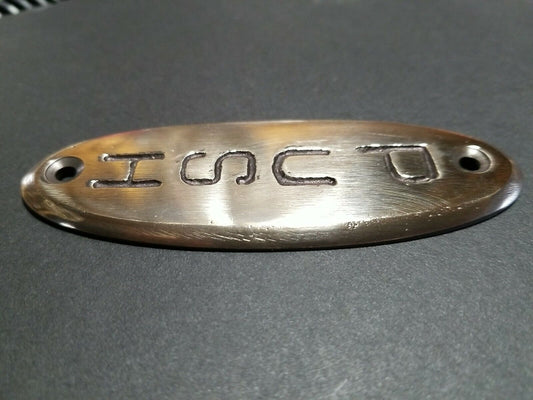 PUSH Door or Bell sign Antique Original Art Deco POLISHED Solid Brass 4" #F12