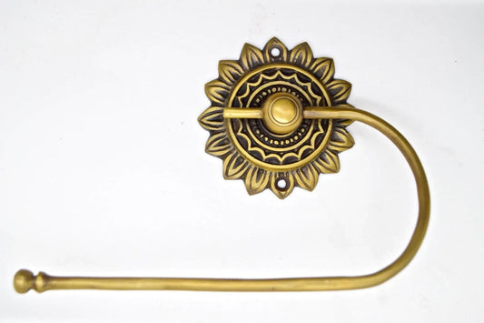 Very Nice Vintage style Brass Tissue Roll Paper Holder Hanger Flower design # T1