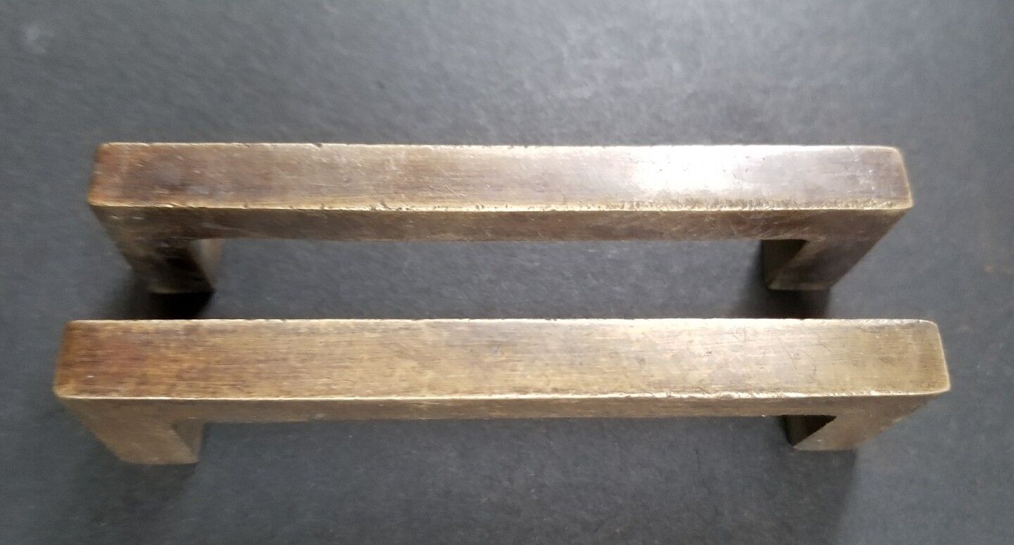 2 Solid Antique Brass Large Strong File Cabinet Drawer Handles 4-1/8"w #P16