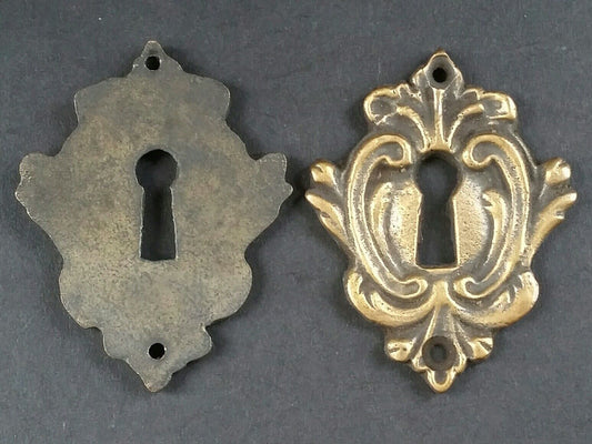 2 Rare Antique Style French Eschutcheons Key Hole Covers 2 1/4" jewelry part #E9