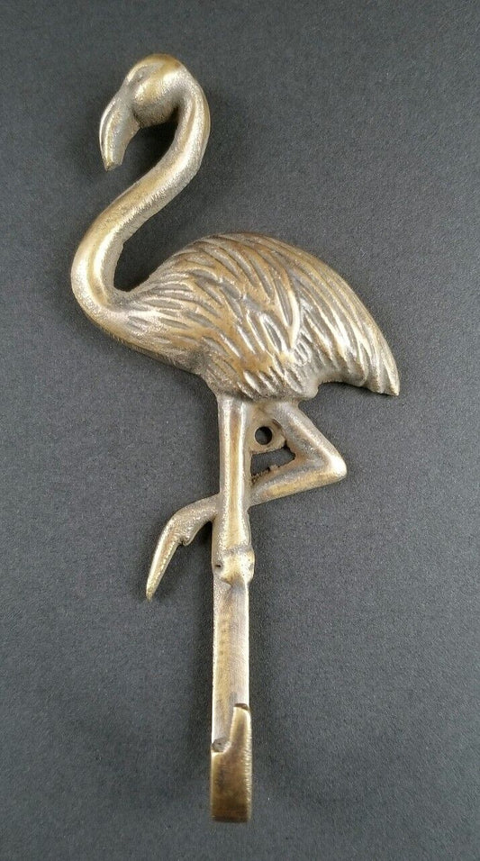 4-3/4" Vintage Style Flamingo HOOK Solid Brass, Coat, Hat, Towel Hanger #C22
