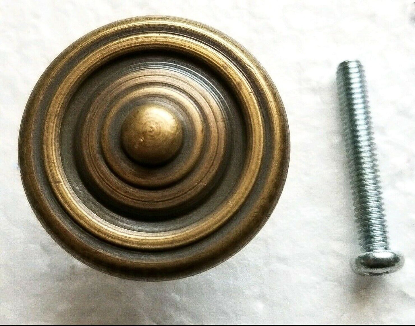 4 Antique Style Brass Classic Modern Round Knob Handle Pull 1-1/8"d #K6