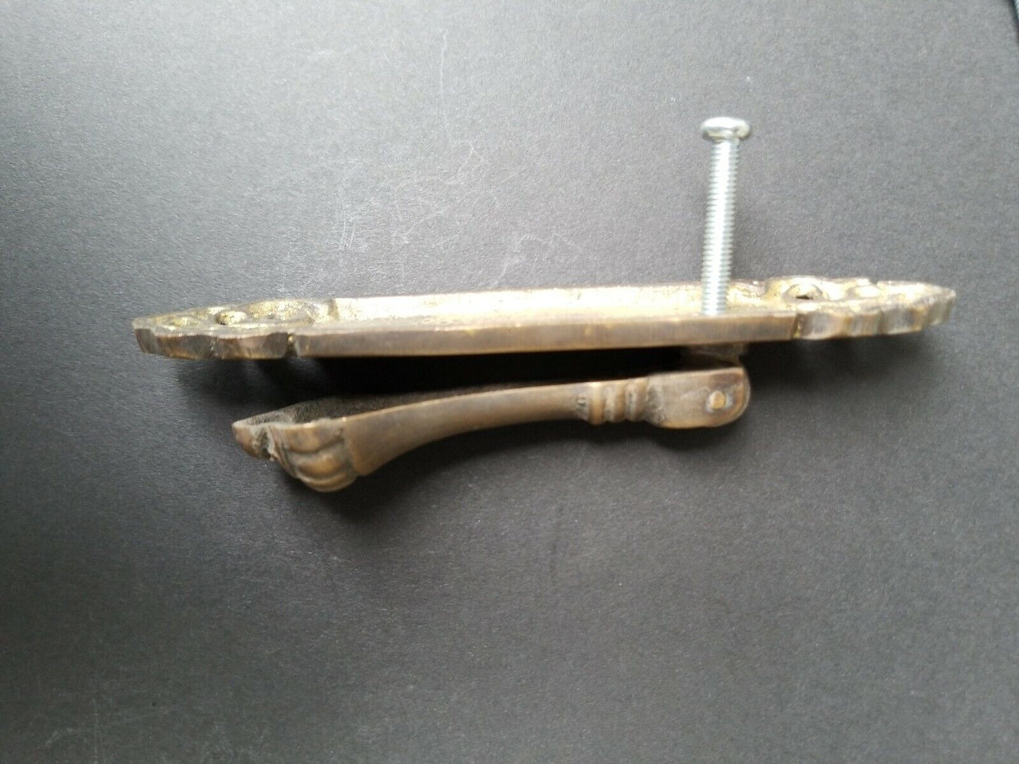 2 Antique Style Vertical Brass Ornate Pendant Drop Pull Handles 4-1/4"long #Z38