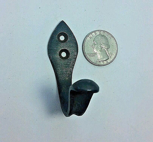 6 Antique Style Single Coat Hat Hooks 2-1/8" tall Solid Brass w. dark finish #C8