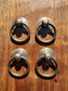 4 Rustic Antique Style Brass Round Ring Pull Handles 1" round backplate #H17