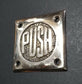Art Deco Door PUSH sign plaque Rare Antique POLISHED solid brass 2-1/2" #F14