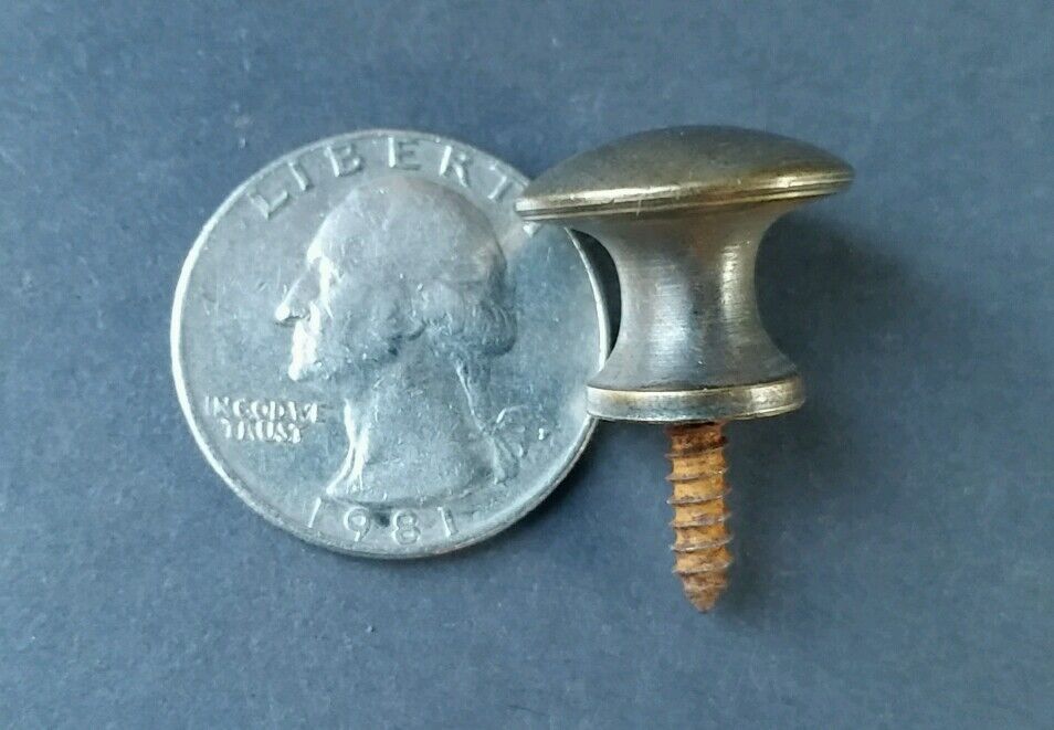 1 x Solid Brass small Round Barrister Bookcase screw-in Knob 3/4" dia. #K1