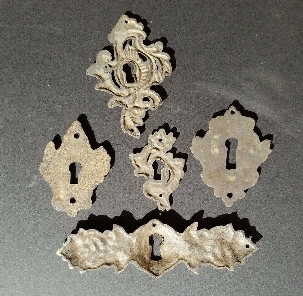 5 Various Antique Style Escutcheon Key Hole Covers Ornate 1-4" Solid Brass #E24