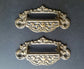 2 Victorian Antique Style Apothecary Bin Pull Handles w.label holder 3-3/4"c #A7