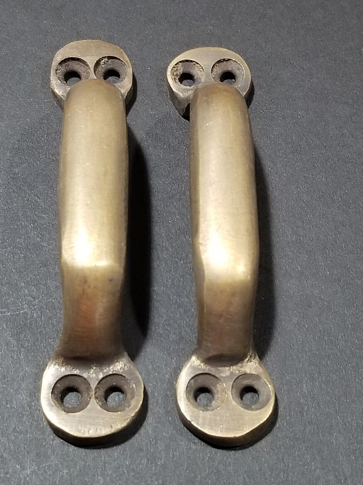 2 Solid Brass Antique Style File Cabinet Trunk Handles, 3-7/8"w. Strong #P2