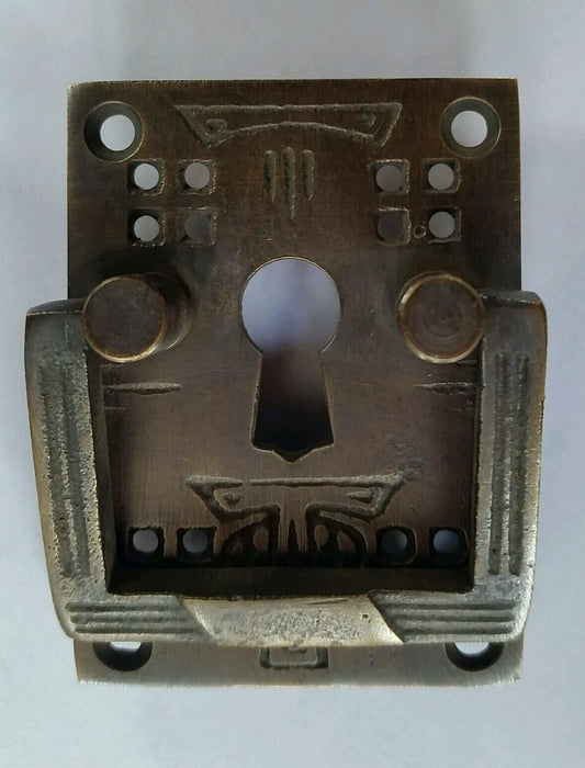 6 x Antique Style Arts and Crafts Mission Brass Handles Pull w. key hole 2" #H27