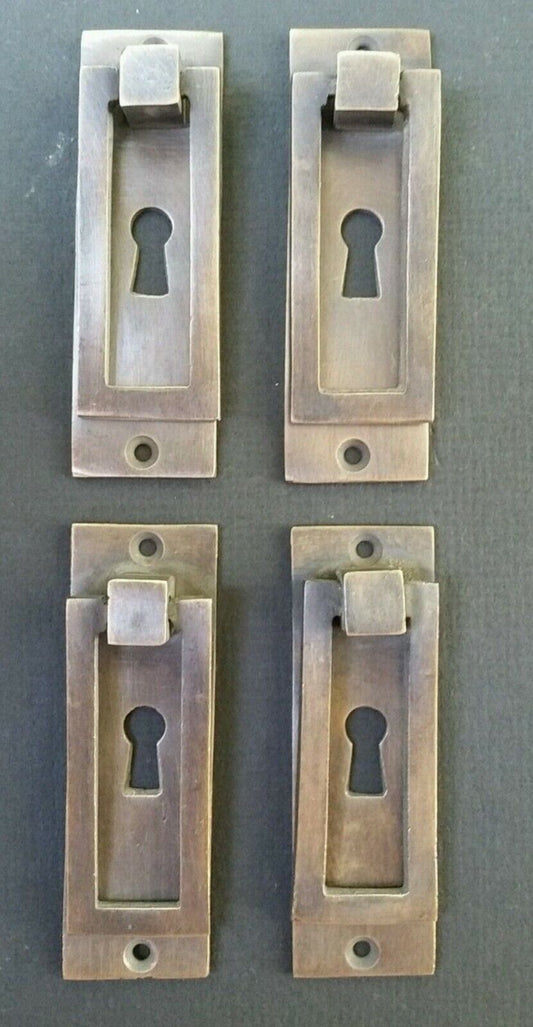 4 Arts and Crafts Mission brass handle pull hardware antique style 3-1/8" #H32