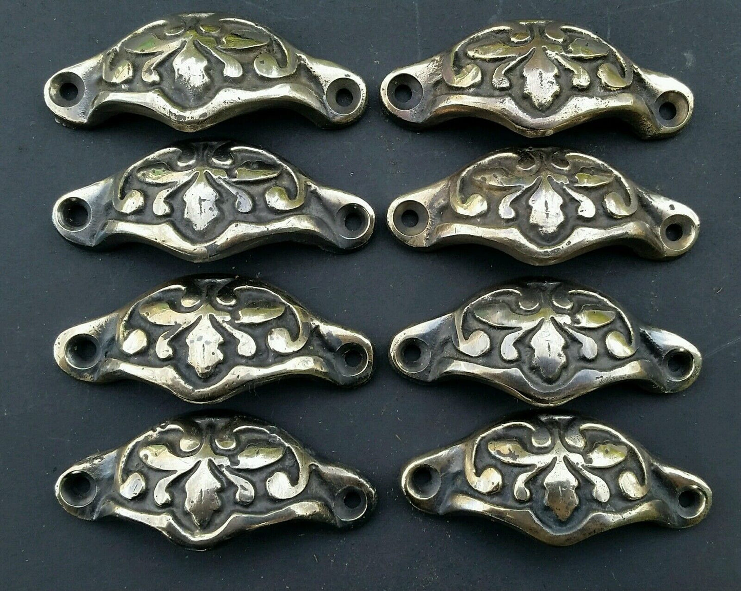8 Antique Vict. Style Apothecary Drawer Bin Pull Handles "POLISHED" 2-3/8"c. #A3