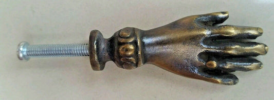 8 x  BRASS ANTIQUE Vtg style LADIES dainty HANDS Cabinet Drawer Knob Pulls #K12