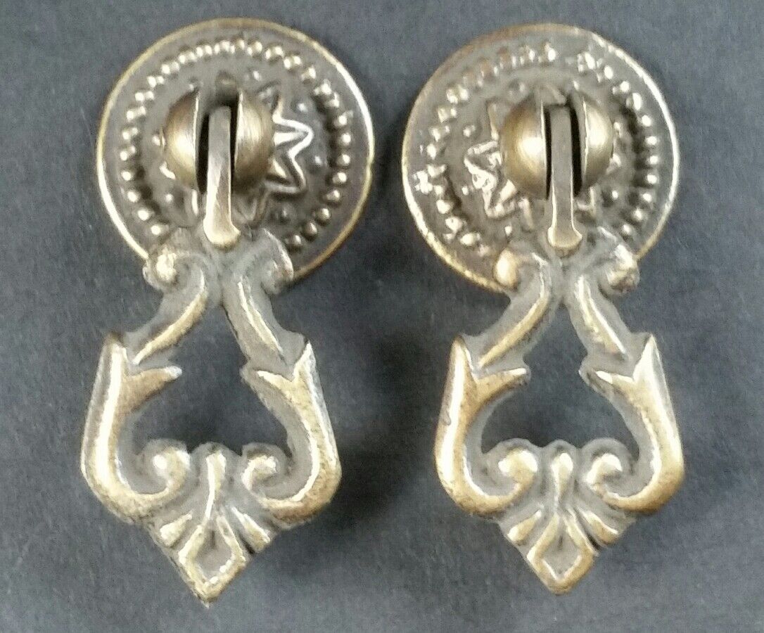 2 small Teardrop Handles Pulls Ornate Victorian Antique Style 2" # H8