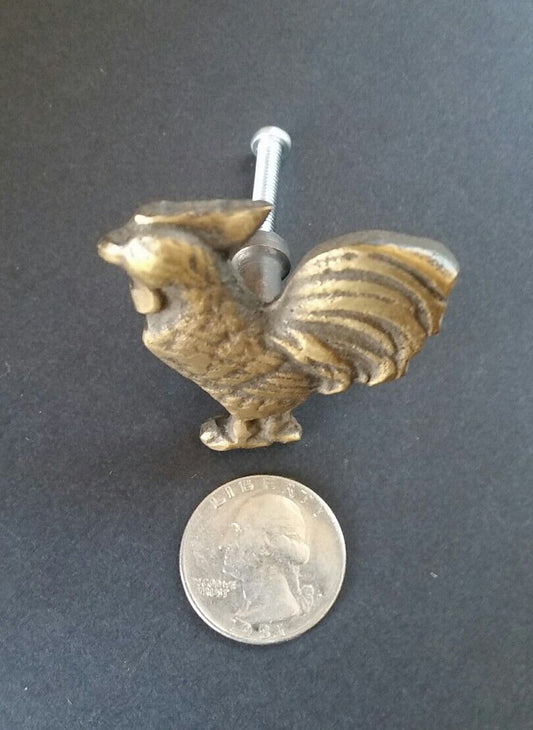 2 Rooster,Chicken Cabinet Drawer Door Knobs Pulls Solid Brass, Country #K13
