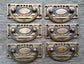 6 Arts and Crafts antique style brass handles pulls hardware  3 1/8"w #H33