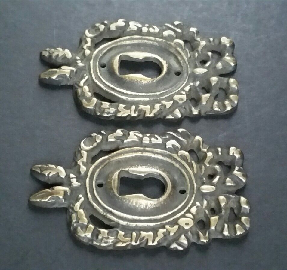2 Vintage Antique Style Ornate French Eschutcheons Key Hole Covers 2 1/2" #E13