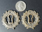 2 Vtg. Antique Style French Eschutcheons Key Hole Cover 2 1/4" jewelry part #E10