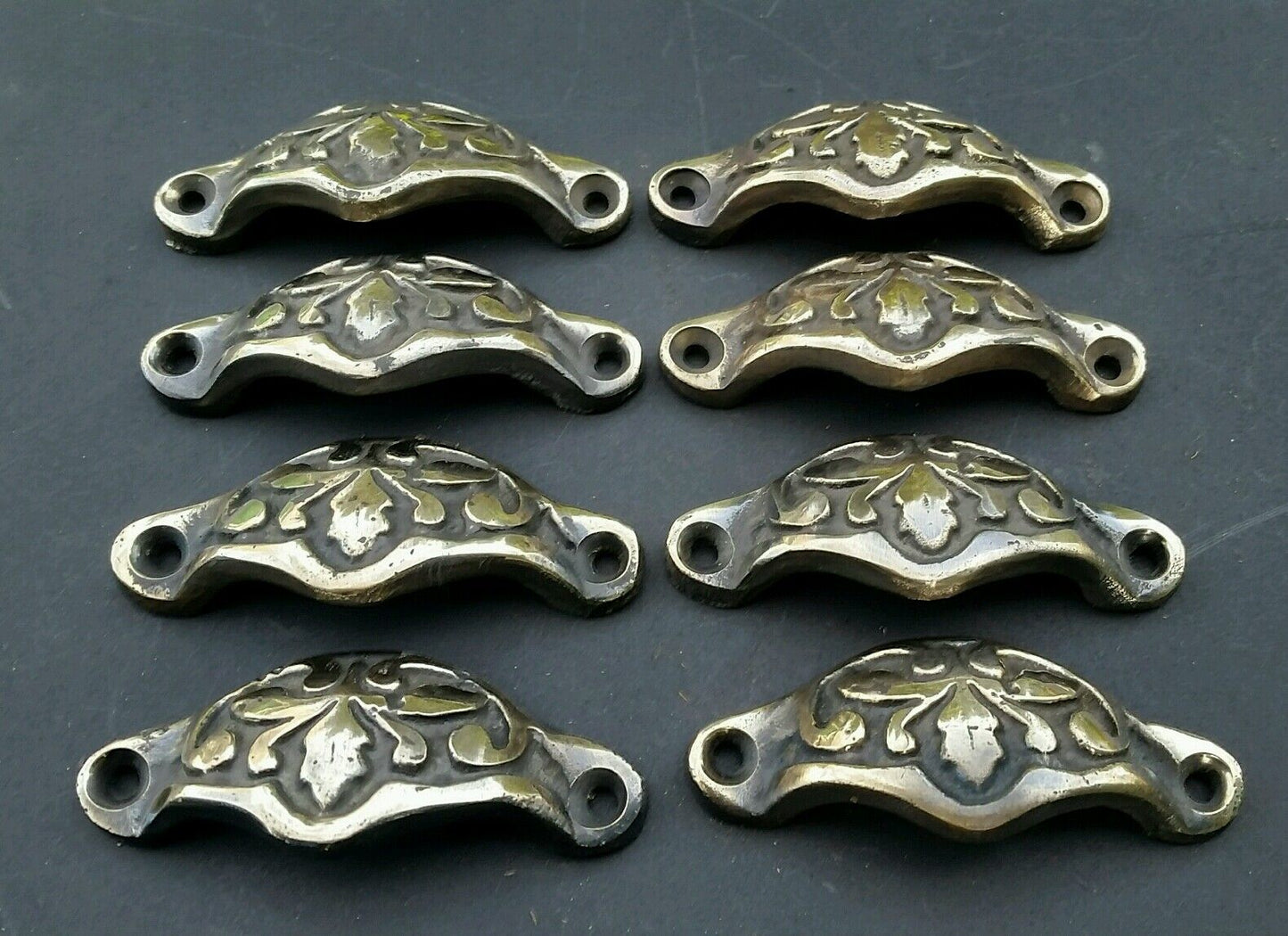 8 Antique Vict. Style Apothecary Drawer Bin Pull Handles "POLISHED" 2-3/8"c. #A3