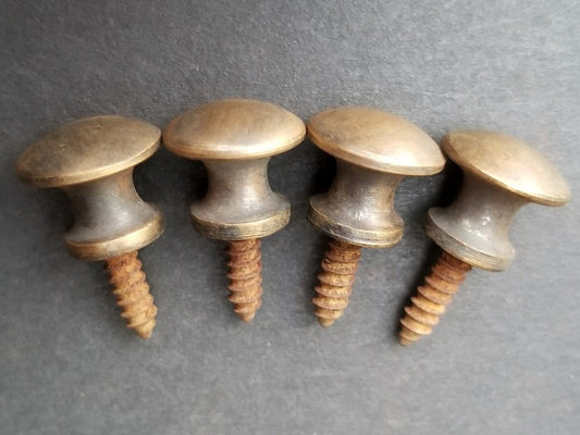 4 Solid Brass VERY SMALL Stacking Barrister Bookcase 7/16" Knobs drawer Pulls #K