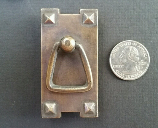 4 Mission Stickley antique style brass vertical ring handles pulls 2 1/2" #H25
