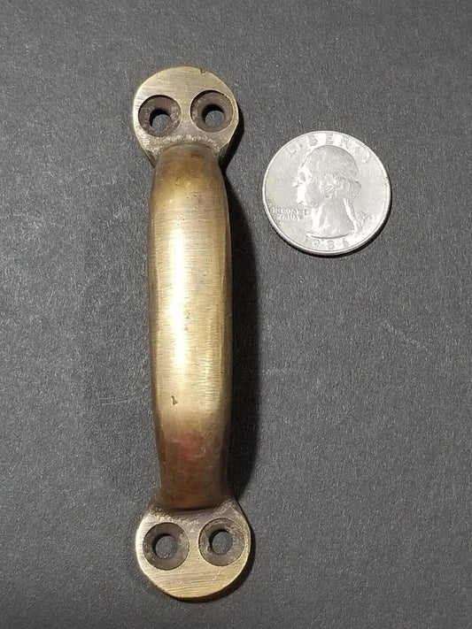 2 Solid Brass Antique Style File Cabinet Trunk Handles, 3-7/8"w. Strong #P2