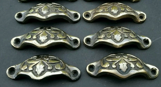 6 Antique Vict. Style Apothecary Drawer Bin Pull Handles "POLISHED" 2-3/8"c. #A3