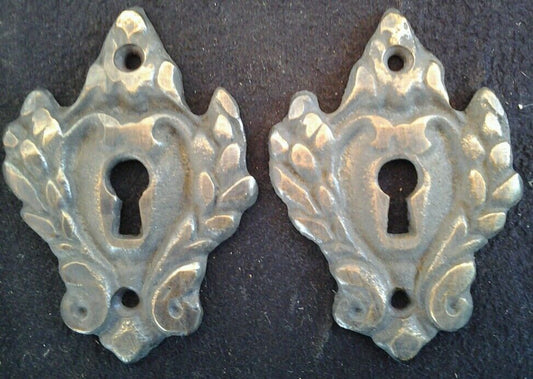 2 Vintage Antique Style Ornate French Eschutcheons, Keyhole covers 2 1/4" #E1