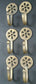 6 x Brass Antique Style Small Single Coat Hooks Floral Daisy Ornate 2-3/8"l. #C5