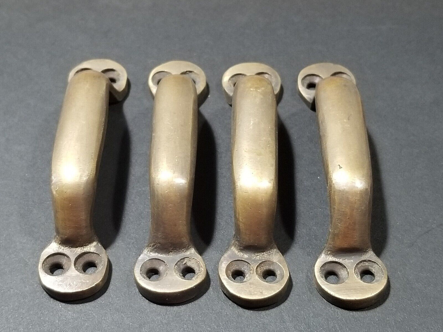 4 Solid Brass Antique Style File Cabinet Trunk Handles, 3-7/8"w. Strong #P2