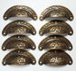 8 x Antique vtg. Style Victorian Brass Apothecary Bin Pulls Handles 3" cntr. #A5