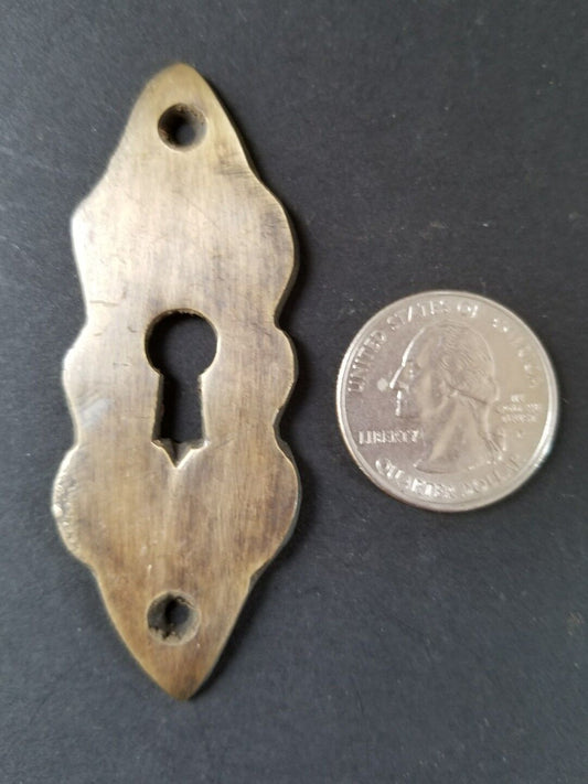 4 vintage antique brass escutcheons 2 3/4" tall x 1" wide, jewelry component #E3