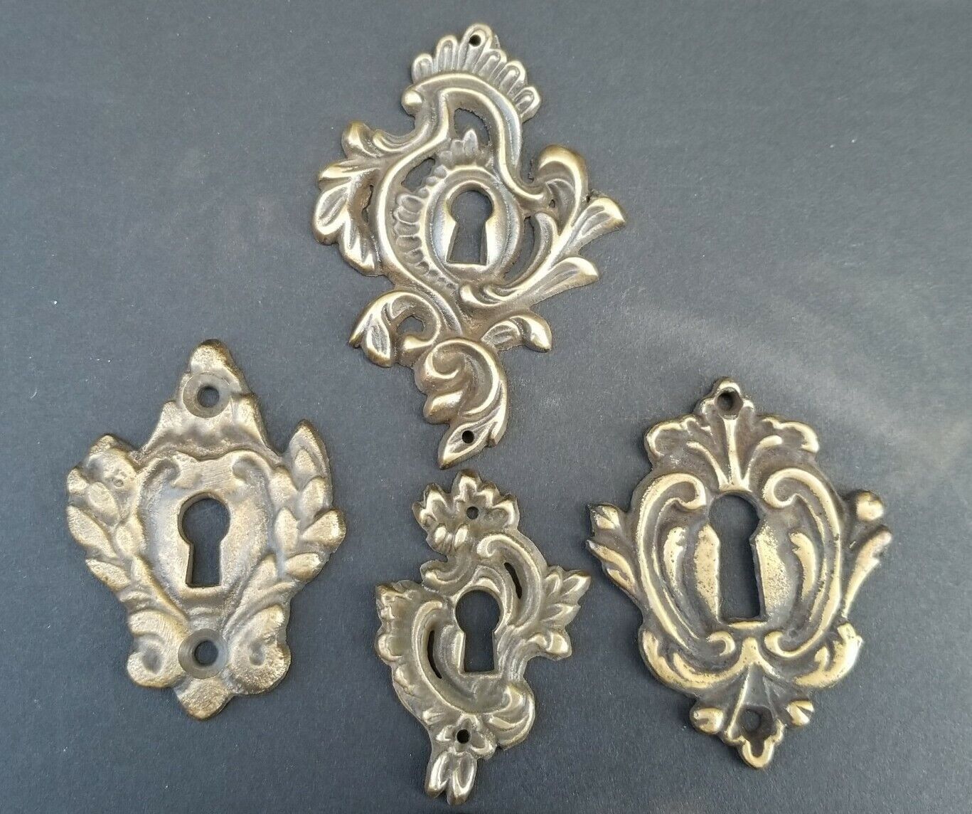5 Various Antique Style Escutcheon Key Hole Covers Ornate 1-4" Solid Brass #E24