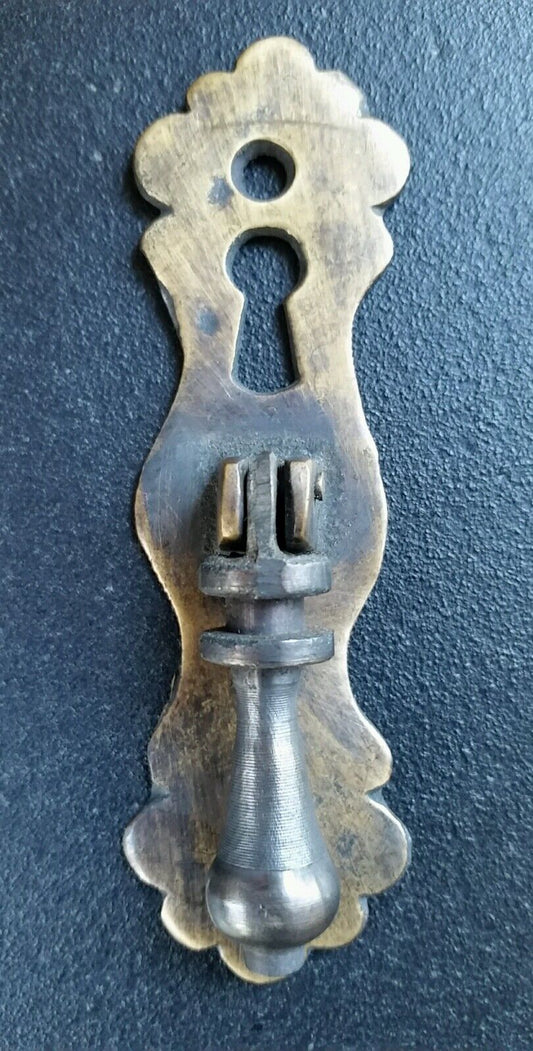 6  Ornate teardrop pendant Brass Handles drawer pulls with key hole 3-3/4"l. #H1
