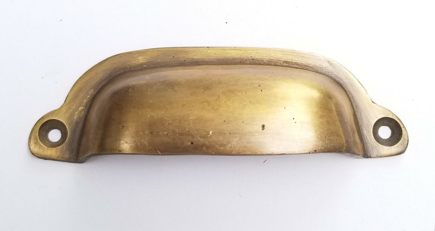 Antique Vintage Style Brass File Cabinet, Bin Pull Cup Handle 3-3/8" ctr #A19