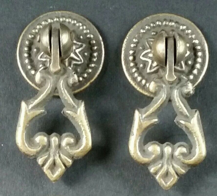 2 x Teardrop Handles Pulls Ornate Victorian Antique Style 2" with bolts  #H8