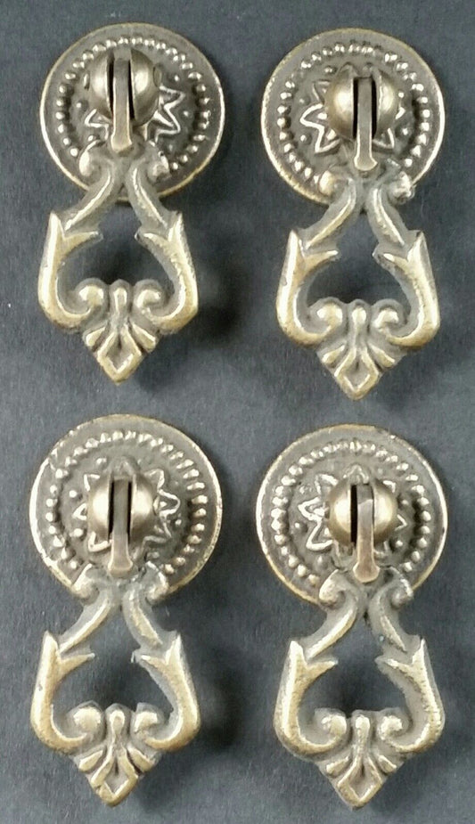 4 Teardrop Handles Pulls Ornate Victorian Antique Style 2" with 4 bolts  # H8