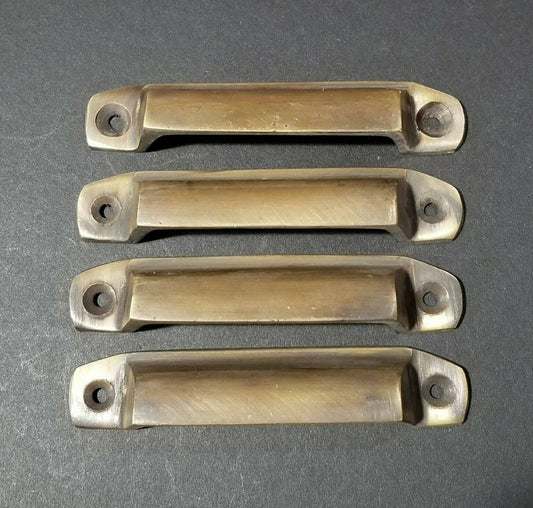 4 Antique Style Solid Brass Apothecary Cup Drawer Pulls Handles 3-1/2" ctr #A16