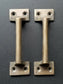 2 Antique Style Solid Brass Drawer File Cabinet Trunk Chest Handles 4-3/8"w #P13