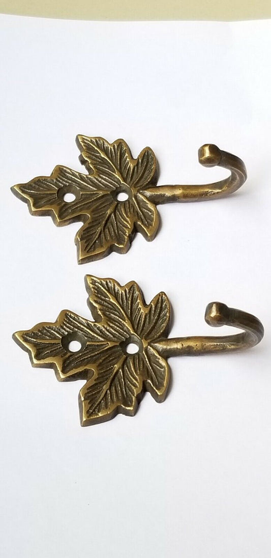 2 Maple Leaf Coat Hat Towel Hooks Rustic, Cabin, Country Hooks 3" long #C18