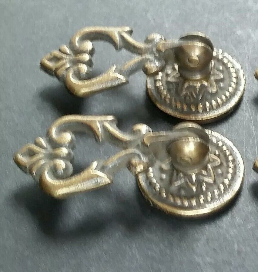 2 x Teardrop Handles Pulls Ornate Victorian Antique Style 2" with bolts  #H8