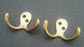 2 Small Double Coat Hat Hooks Solid Brass Antique Vintage style 2 1/2" #C1