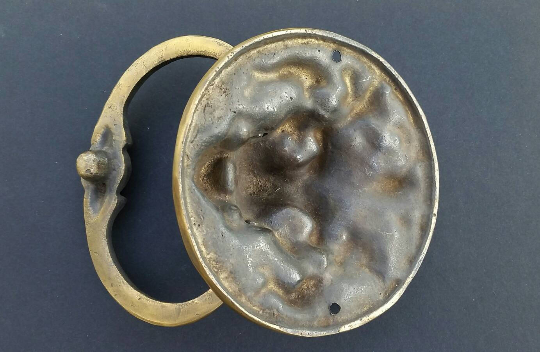 Big Unique Antique Vintage Style Brass Lion Head Door Knocker, Towel Ring 6" #D6