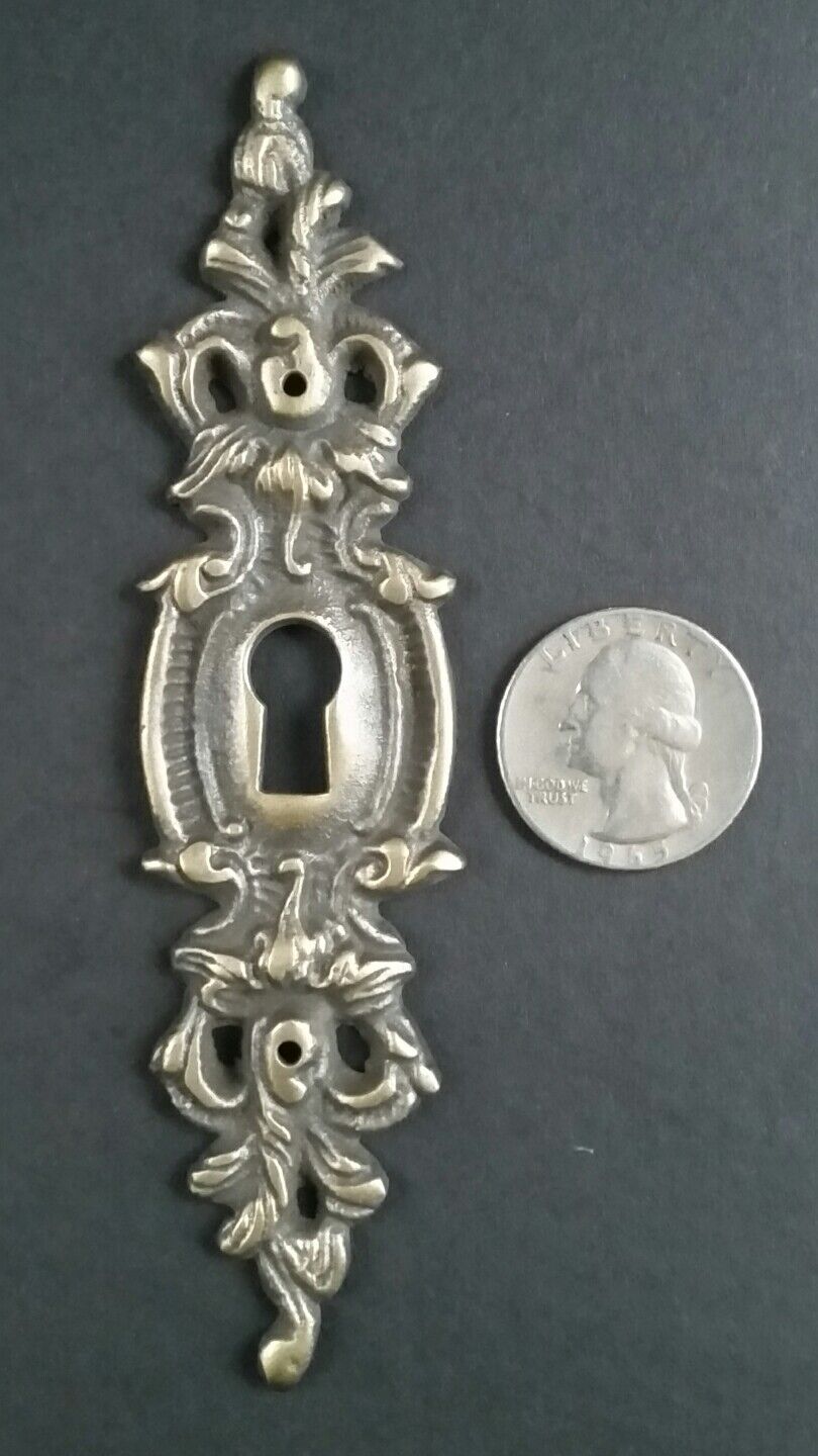 2 Vintage Antique Style Ornate French Eschutcheons Key Hole Covers 4-3/4"  #E11