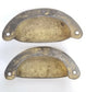4 small Antique Bin Cup Pull Drawer Cabinet Handle Solid Brass 2-1/2"cntr. #A11