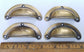 4 small Antique Bin Cup Pull Drawer Cabinet Handle Solid Brass 2-1/2"cntr. #A11